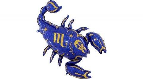 MegaShape - skorpió csillagjegyű hologramos kék fólia lufi