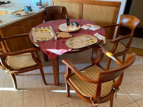 Étkező asztal(120 cm) +6 szék tikfa