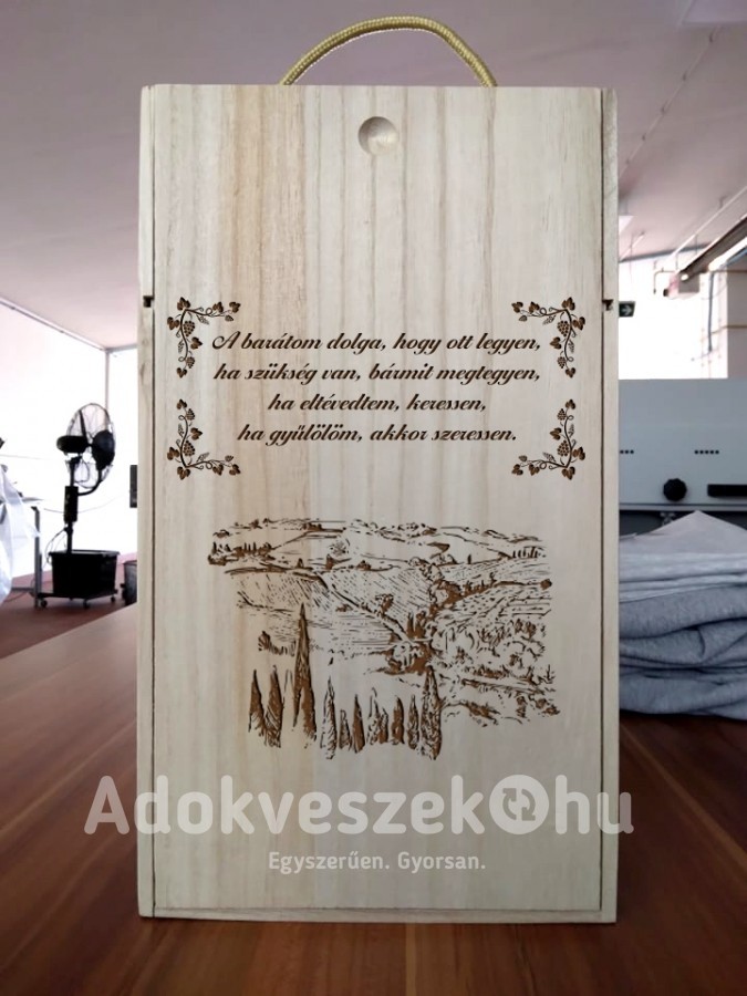 LÉZERGRAVÍROZÁS - Gravírozott fa boros doboz 