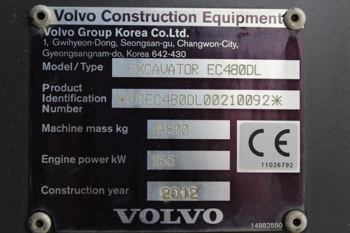 Volvo EC480DL / 2012 / 9300üó / Klíma / Kalapácskör / Lízing akár 20% -tól 0% áfával