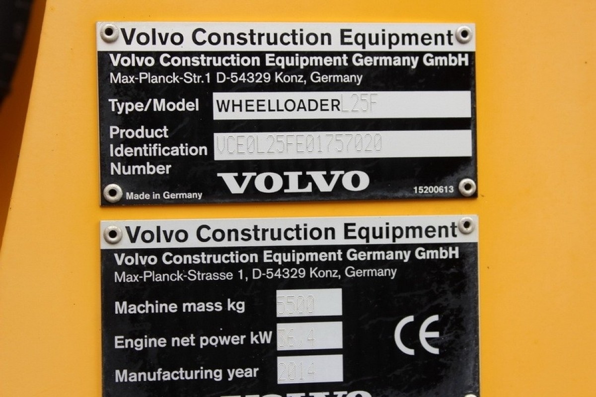 Volvo L25F derékcsuklós rakodó / 2014 / 3400üó / Gyorscsatlkaozó / Lízing akár 20% -tól 0% áfával