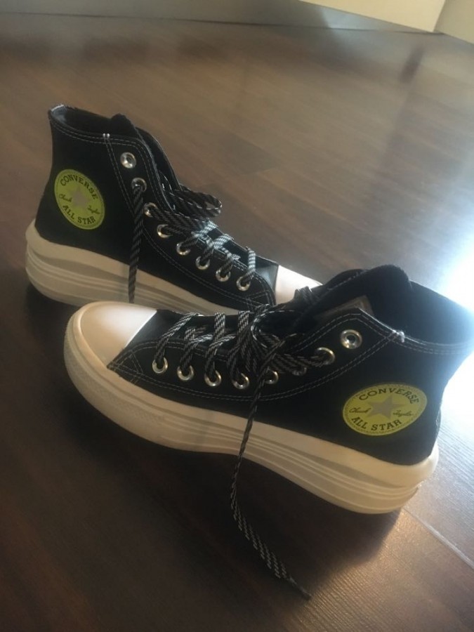 Converse Chuck Taylor All Star fekete bőr 37-es magas szárú platform cipő