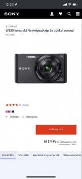 Sony digitális fényképezőgép.