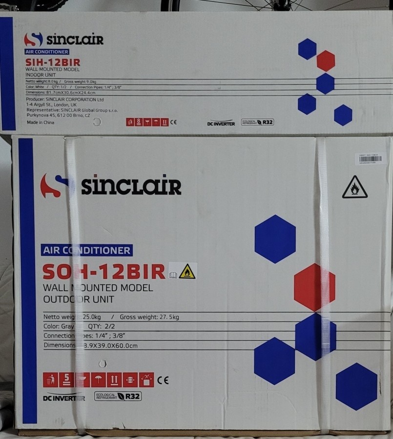 Hűtő-fűtő klíma Sinclair RAY SIH-12BIR / SOH-12BIR oldalfali inverteres készülék 3,4 kW
