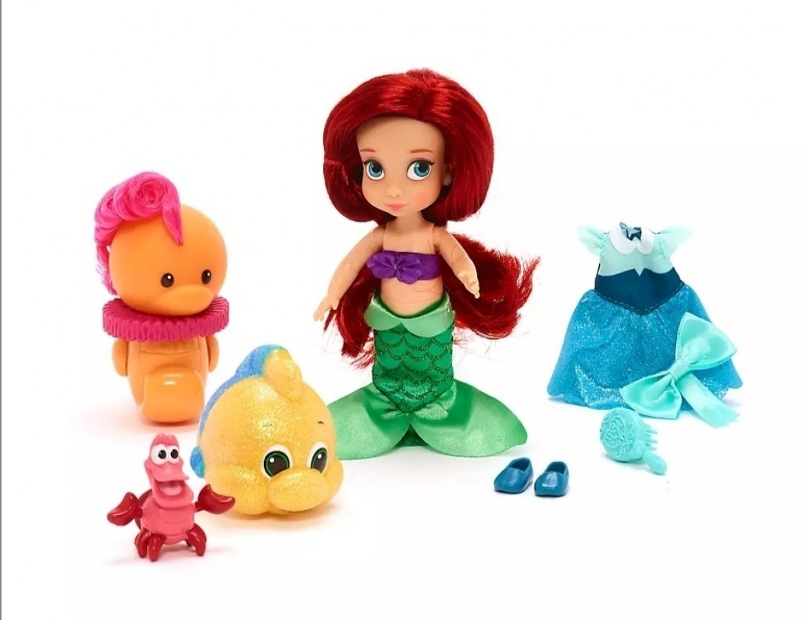 Új Disney Store mini Ariel, a kis hableány Animator táskás játékszett 
