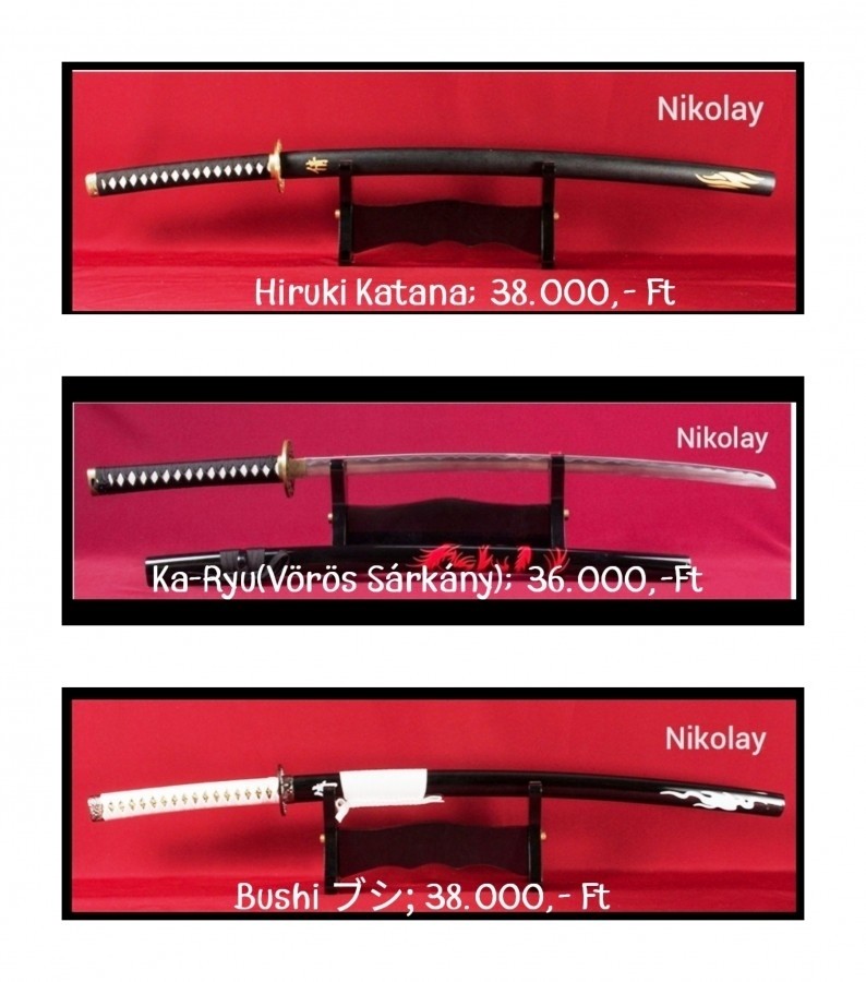 Teljesen új Japán gyártmányú Kawashima Steel Ltd. dísz, vágó, gyakorló Szamuráj kardok; Katanák, kardszettek, tartók!