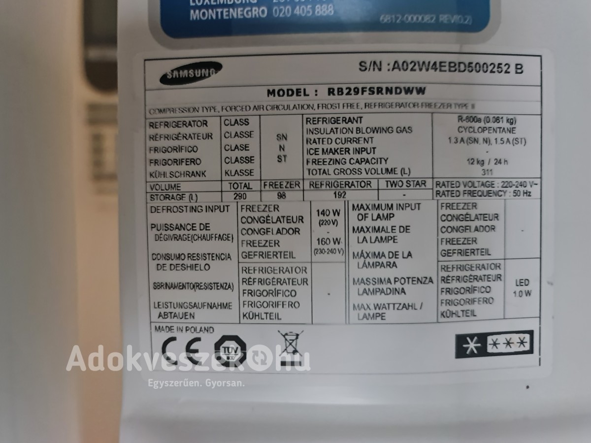 Samsung kombinált hűtőszekrény