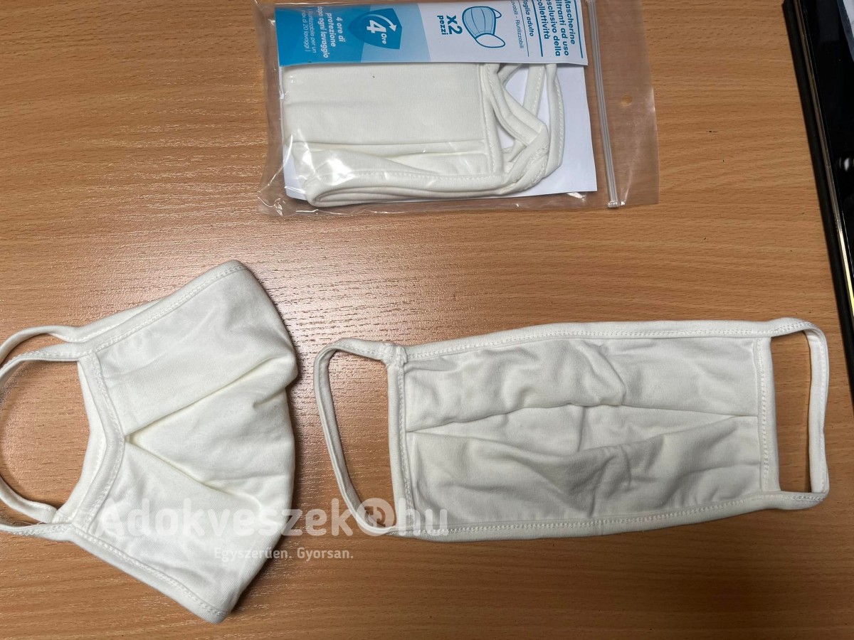 2 darabos új mosható fehér maszk eladó 60 csomag egyben