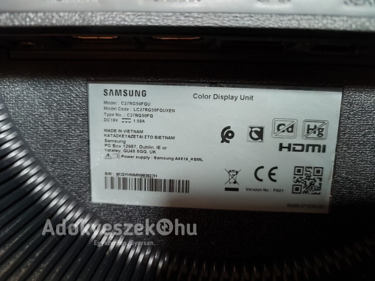 Eladó Samsung 240 Hz Ívelt Gamer Monitor