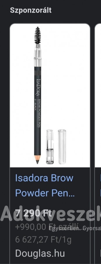 IsaDora BROW Powder Pen fekete színű szemöldök ceruza fésüvel a végen eladó . 