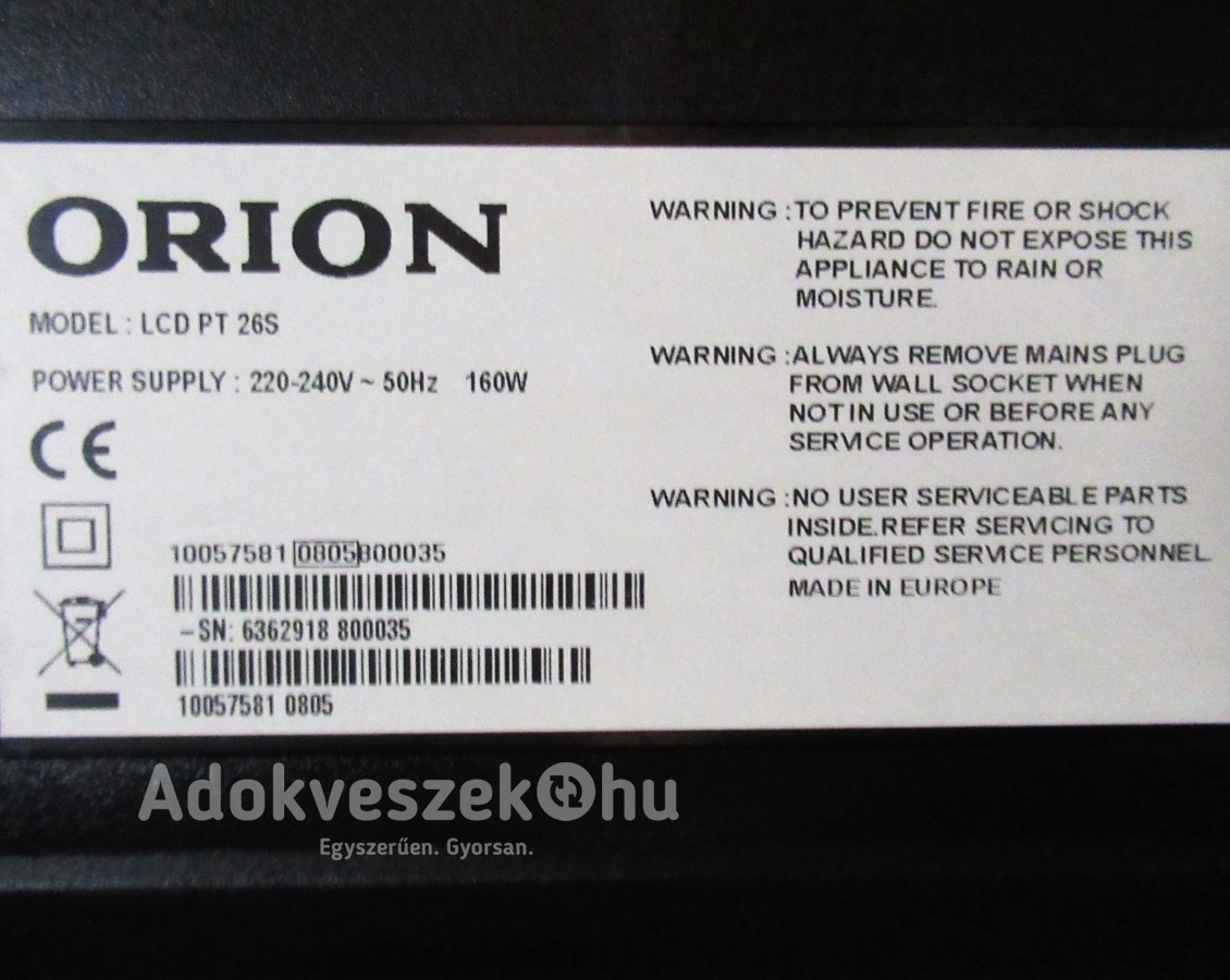 Orion LCD PT26S televízió