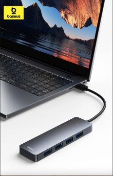Új,  Baseus® UltraJoy e-Port HUB Lite Space Grey (USB A - USB3.0*4) ...