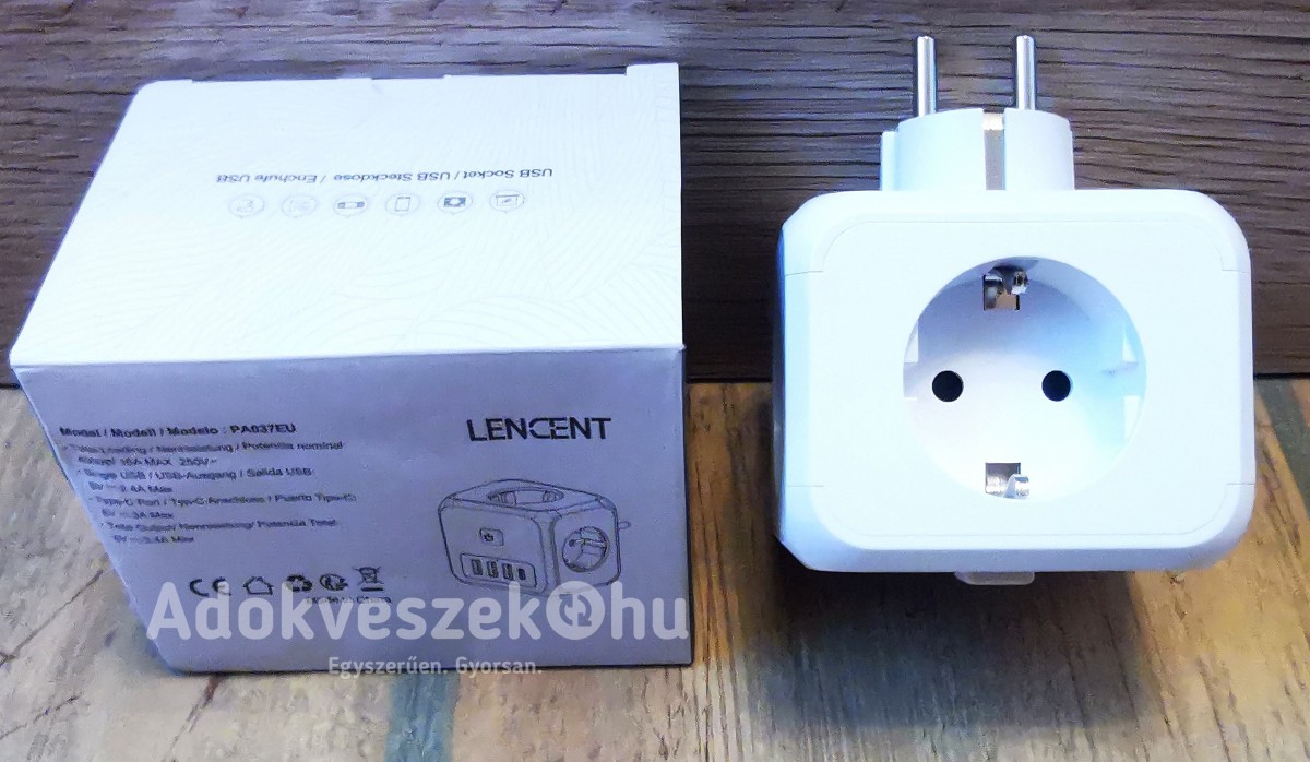 Új, Lencent® kockaelosztó (3 db USB-A, egy Type-C port és 3 AC aljzat) jó áron 
