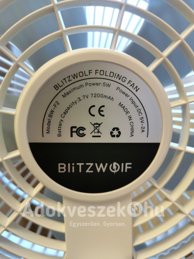 Új,Blitzwolf BW-F2 összecsukható, akkumulátoros ventillátor+távirányító