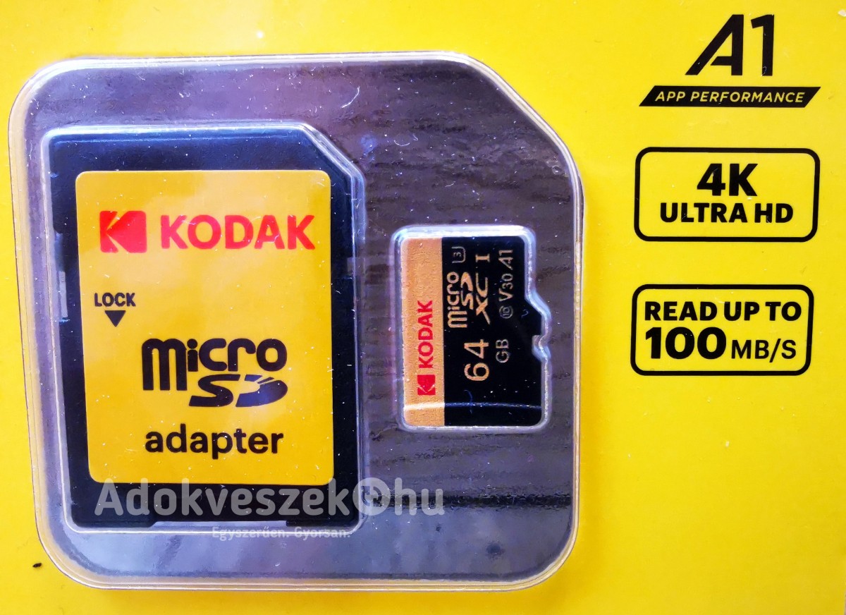 Új, Kodak® Micro SDXC memóriakártya, 64 GB, Class 10 fél ár alatt!