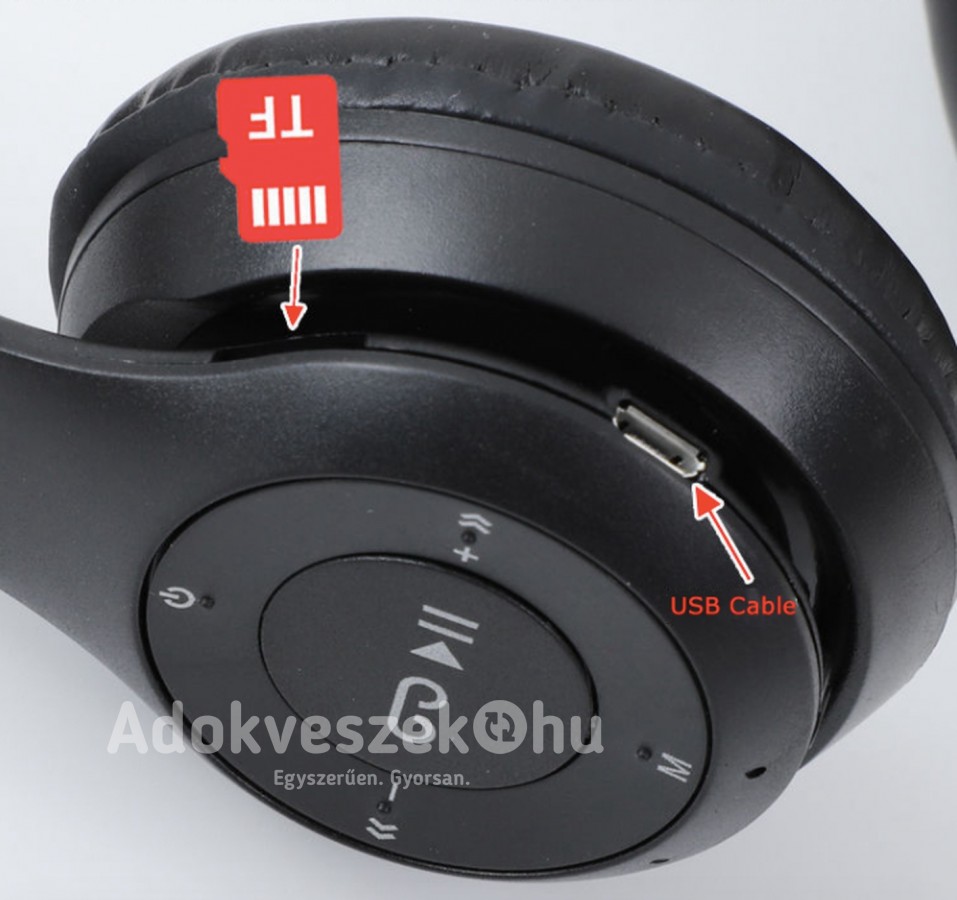 Új, Bluetooth vezeték nélküli, összecsukható fejhallgató (micro SD kártya nyílással) -40%