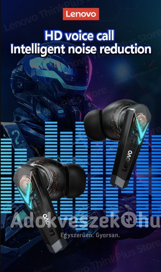 Új, LENOVO® LP6 bluetooth fülhallgató (LED kijelző, aktív zajszőrű+töltőtok) szuper áron