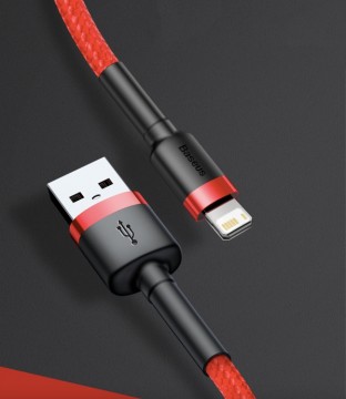 Új, Baseus® iPhone Lightning 2.4A kábel 0.5m piros  