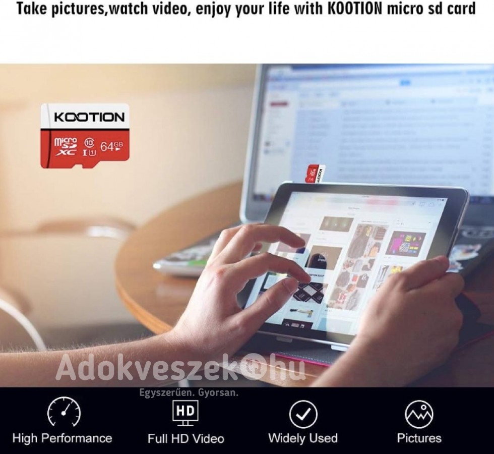 Új, KOOTION® 64 GB-os Micro SD kártya 10. osztályú UHS-1 MicroSDXC( U1, C10) jó áron