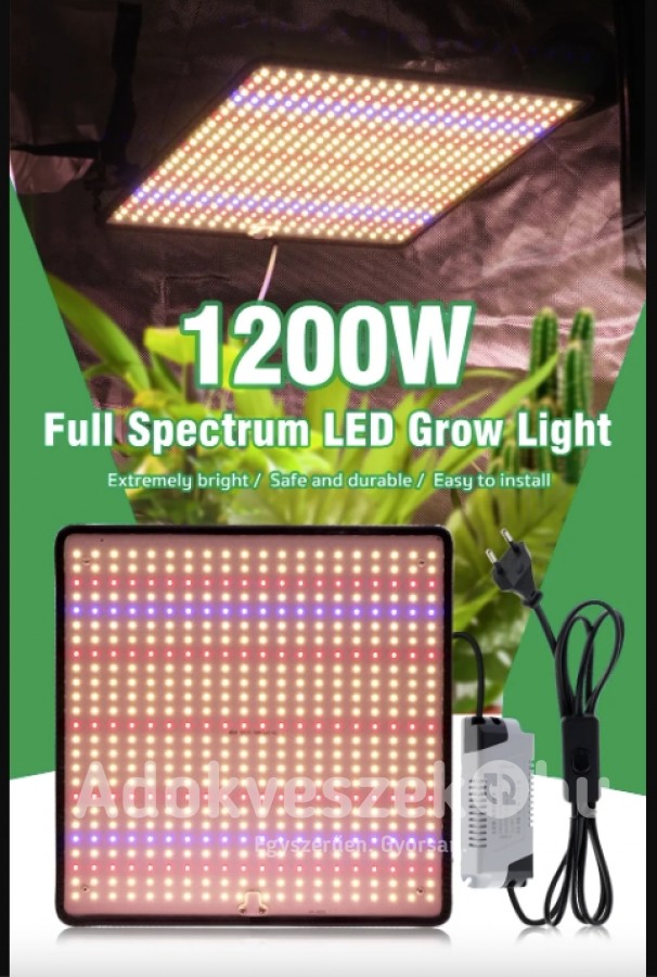 Új, teljes spektrumú beltéri fito lámpa 500 db SMD2835 Led-el(30x30cm)