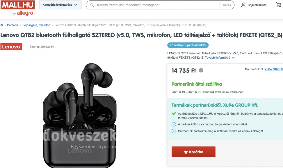 Új, Lenovo® QT82 Bluetooth fülhallgató(IPX5 vízálló, zajszűrő) - 45%