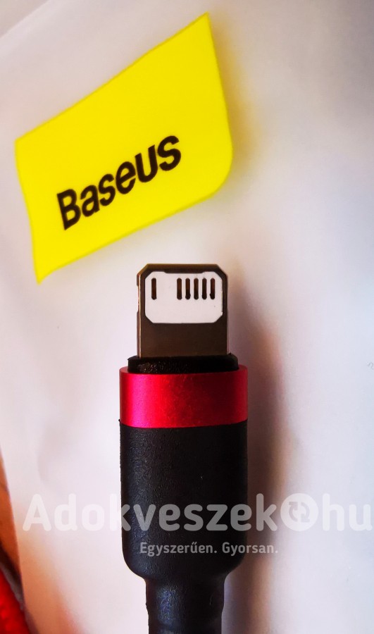 Új, Baseus® iPhone Lightning 2.4A kábel (0.5 méter, piros)  