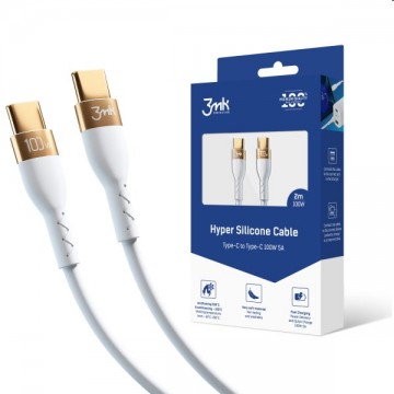 3mk Hyper Silicone Cable USB-C/USB-C 2m, 100W, fehér