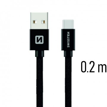 Adatkábel Swissten textil s USB-C konnektorral gyorstöltéssel,...