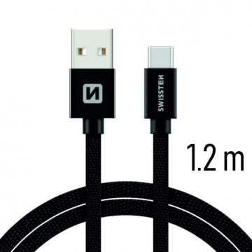 Adatkábel Swissten textil USB-C konnektorral és gyorstöltés...
