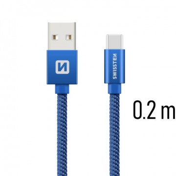 Adatkábel Swissten textil USB-C konnektorral, gyorstöltés...