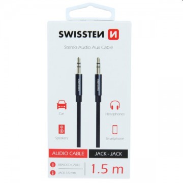 Audio Adapter Swissten Jack/Jack 1.5m, fekete