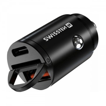 CL Adapter Swissten Power Delivery USB-C + Super charge 3.0 30 W,...
