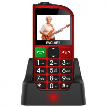Evolveo EasyPhone FM, Red + töltőállvány - EU disztribúció