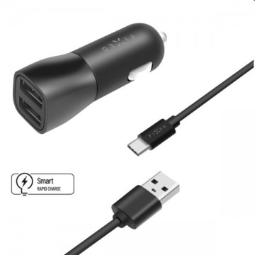 FIXED Autós töltő Smart Rapid Charge 2x USB kábellel USB/USB-C 1m,...