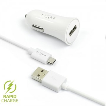 FIXED Autós töltő USB kábellel USB/micro USB, 1m, 12 W, fehér