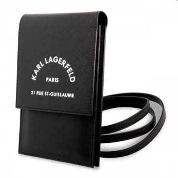 Karl Lagerfeld Saffiano Rue Saint Guillaume Wallet Phone Bag, black