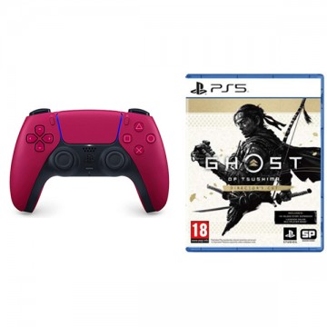 PlayStation 5 DualSense Wireless Controller, cosmic red + Ghost of...
