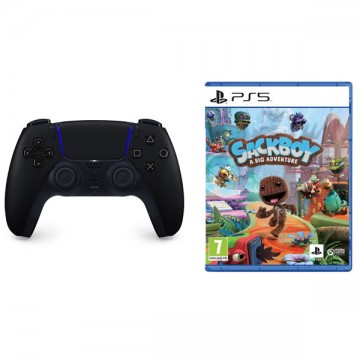 PlayStation 5 DualSense Wireless Controller, midnight black + Sackboy:...