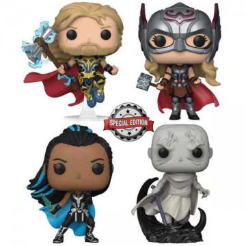 POP! 4 Pack Thor, Mighty Thor, Valkyrie, Gorr (Thor: Love and Thunder)...