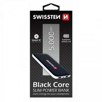 Powerbank Swissten Slim Black Core 5000 mAh intelligens töltéssel,...