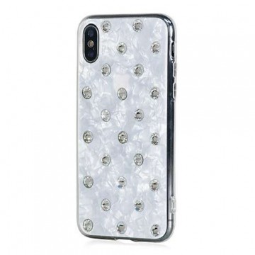 Swarovski tok Polka Dots for iPhone XS/X - Pearl White/Crystal