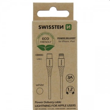 Swissten Data Cable Textile USB-C / Lightning 1.2 m, fehér
