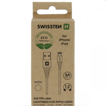 Swissten Data Cable Textile USB / Lightning 1.2 m, fehér