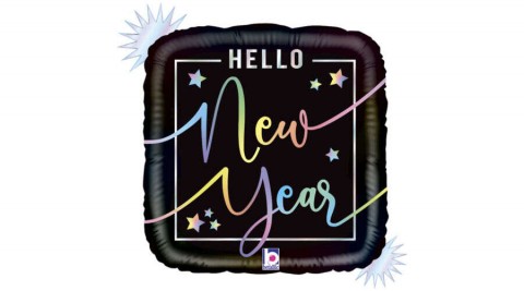 45 cm-es hologramos Hello New Year fólia lufi