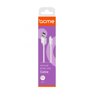 ACME Europe CB1012W USB kábel 2 M USB 2.0 USB A Micro-USB A Fehér
