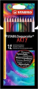Akvarell ceruza készlet, STABILO "Aquacolor ARTY", 12...