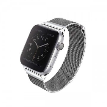 Apple Watch 4/5/6/7/SE, okosóra szíj, fém, ezüst, 38/40/41mm, UNIQ