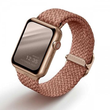 Apple Watch 4/5/6/7/SE, okosóra szíj, rózsaszín, fonott,...