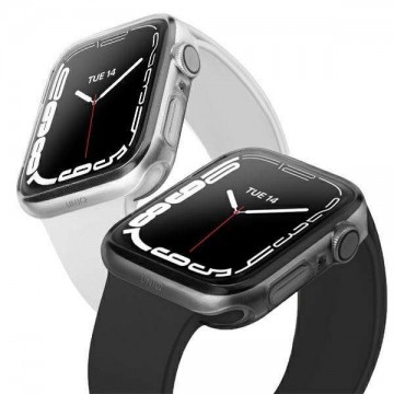 Apple Watch 7 (41mm) Uniq Glase okosóra tok, Átlátszó + Szürke