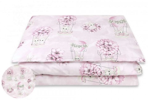 Baby Shop 2 részes babaágynemű - rózsaszín virágos nyuszi